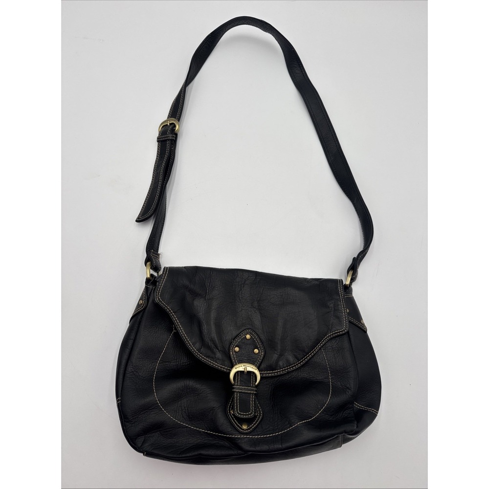 Stone Mountain Black Leather Crossbody Purse Shoulder Bag 11427 Y2K 90's Style